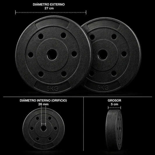 Disco 5 kg pvc Negro (par)