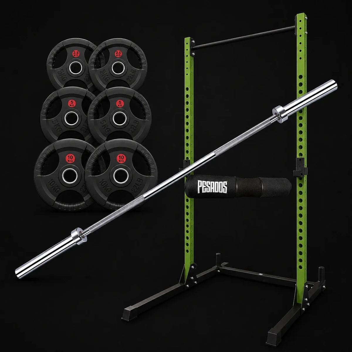 Pack Half Rack 35 kg Grip — Rack + Discos Engomados para Home Gym