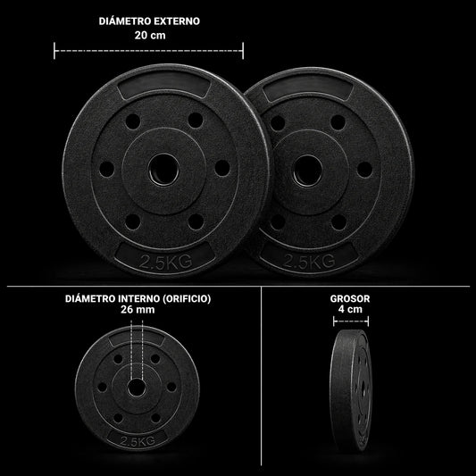 Disco 2.5 kg pvc Negro (par)